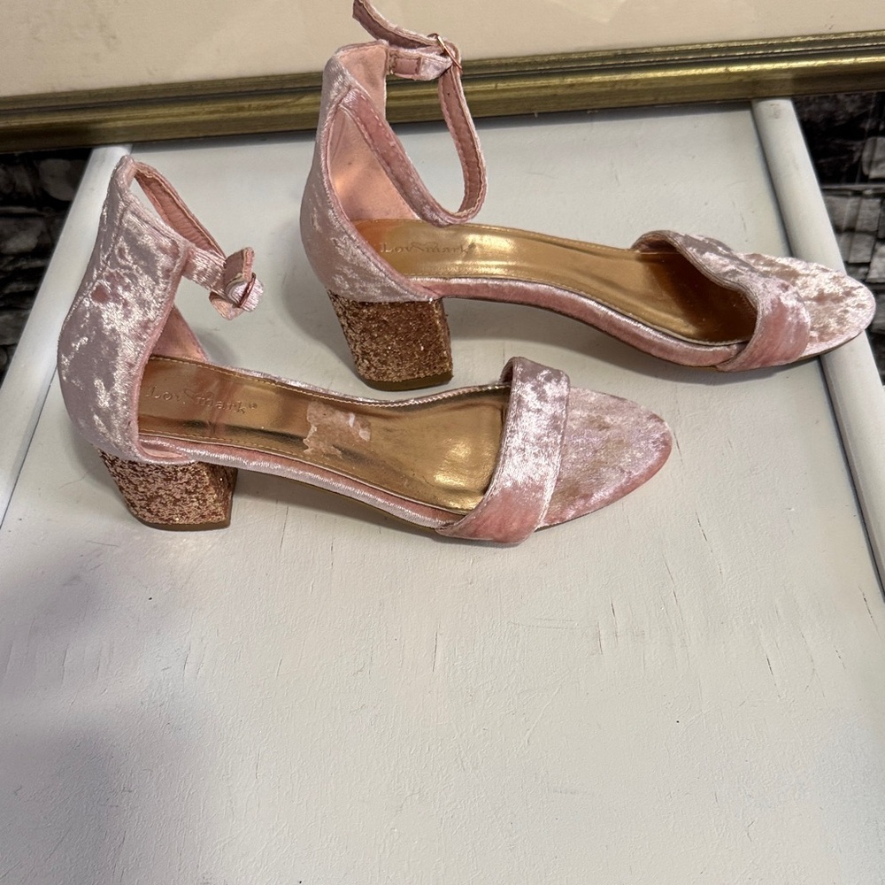 Blush Velvet Ankle Strap Heels